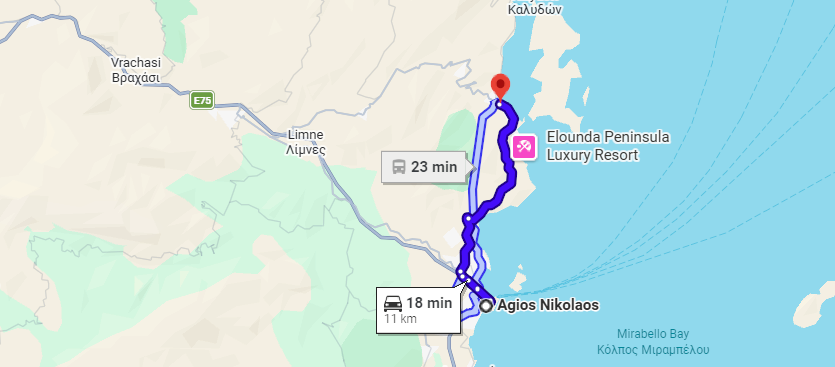 how to get from agios nikolaos to elounda