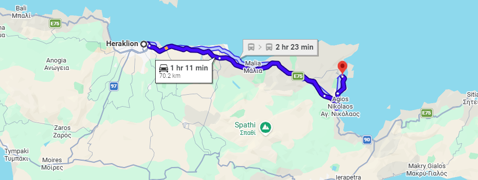how to get from heraklion to elounda
