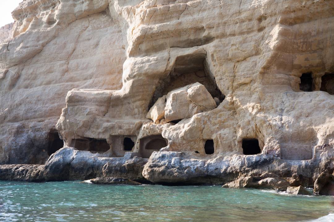 Explore the Matala Sea Caves
