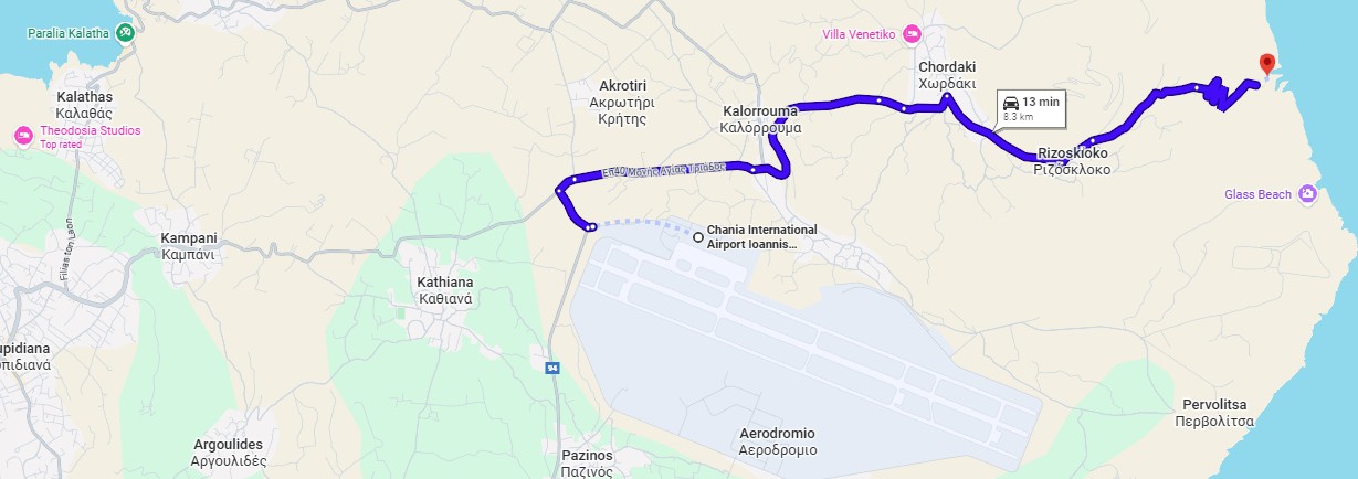 getting from chania airport to seitan limania beach