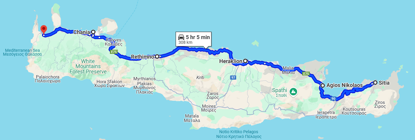 Highway of Crete connecting major cities